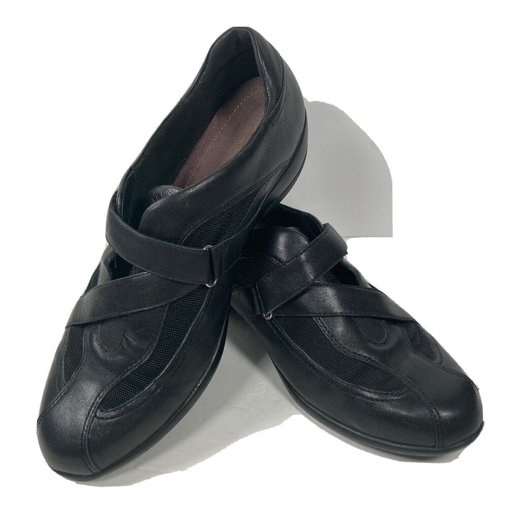 CLARKS Everyday Women's Casual Strap Black Leather Shoes 84972 11M EUC